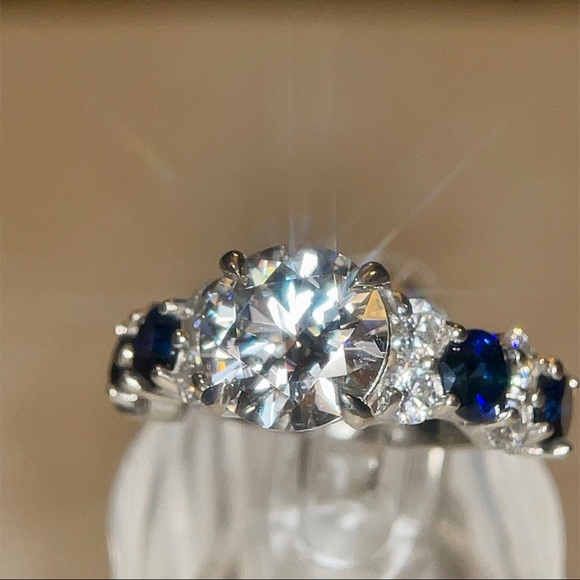 3ct+ Moissanite & Sapphire Ring - Picture 13 of 17
